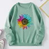 Felpe con cappuccio da donna Stampa girasole Felpe moda senza cappuccio Felpa Harajuku Maglione pullover Girocollo Abiti Moletom