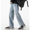 Herr jeans designer ny trendig tvättbar korrekt version rak rör Löst passform av hög kvalitet casual byxor för män och kvinnor
