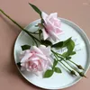 Decorative Flowers Artificial Flower Feel Moisturizing Roll Edge Rose Single Plastic Fake Living Room Wedding Pography Shooting Decoratio