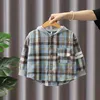 Jackets Boy Plaid Kids Coats Fashion Children Outerwear Spring Autumn 2023 A045 230830