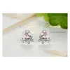 Stud Luxury 925 Sterling Sier Poetic Daisy Cherry Blossom Drop Earrings Clear Pink Cz Flower Women Engagement Studs For Fashion Delive Dhypm