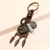 مفاتيح حبل الحبل المصنوع يدويًا Cowe Eagle Charms Key Chain شرابات الريش خاتم خمر Emo Grunge Punk Jewelry Gifts Creative Men Wome dhlik