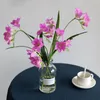 Fleurs décoratives Festival fleur papillon orchidée 3D Cymbidium violet blanc bleu décoration de mariage à la maison avec des feuilles artificielles