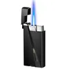 New Windproof Torch No Gas Metal Lighters Refill Blue Flame Cigarette Butane Jet Household Lighter Inflated Bar Gadgets J24V