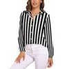 Women's Blouses Vertical Striped Blouse Women Red And Black Stripes Streetwear Loose Long-Sleeve Elegant Shirts Pattern Clothes Big Size