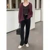 Women's Sweaters Slouchy Mohair Wool Cardigan Sweater Knitted Purple Brown 230831