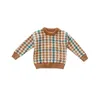 Pullover Kids Knited Sweters Plaid Casual Autumn Winter Brand Knigan Cute Girl Boy Boy Retro Designer Ubrania 2013 230830
