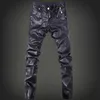 Pantalon en cuir noir pour hommes, automne et hiver, spectacle de mode Locomotive Jeans2748