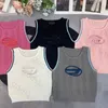 Letter Print Women Knit Sports Vest High Quality Argyle Camisole Fashion Brand Sleeveless Waistcoat Sports Style Tops