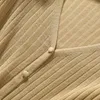 T-shirt da donna 2023 Estate scollo a V cardigan corto lavorato a maglia manica di lino Top coreano moda gilet Tees