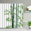 Shower Curtains Zen Green Bamboo Wood Panel Shower Curtains Landscape Rustic Home Scenery Partition Wall Hanging Bathroom Decoration With R230831