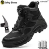 Botas AMAWEI Zapatos de seguridad con botones giratorios, zapatillas de trabajo para hombres, zapatos indestructibles, zapatos protectores a prueba de pinchazos, botas de trabajo con punta de acero 230831