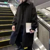 Мужские траншевые пальто осени черное пальто модное повседневное длинное мужское