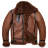 Veste en cuir de mouton épais marron pour hommes, veste en laine de mouton épaisse, fourrure écologique originale, manteaux chauds en peau de mouton véritable, vestes de vol 230831