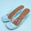 Pantofole Scarpe trasparenti con tacco alto per donna Sandali in cristallo con punta aperta estiva sottile stile 2023