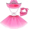 Basker 3st garn kjol Kerchief cowboy hatt för sommar solproof karnevaler party kvinna