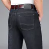 Jeans pour hommes Style classique été jambe droite noir mince mode d'affaires bleu décontracté minimaliste Stretch Denim pantalon mâle 230831