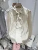 Damesblouses Hoge kwaliteit 2023 Herfst Vintage POLO Kraag Chiffon Shirt Lange mouwen Ontwerp Dubbele rij knopen Dunne blouse Trend