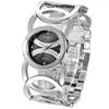 Montres-bracelets WEIQIN Plaqué Or Femmes Montres Cercles Bracelet Strass Quartz Montre En Acier Inoxydable Femme Montre-Bracelet