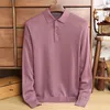 Herrtröjor Spring och Autumn Leisure Lapel Wool Tshirt LongSleeved Polo Shirt Solid Color Sticked Bottoming 230830