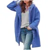 Kadın Yün Karışımları Kadın Düz Renkli Ceket Gündelik Düğme Katlar Uzun Kollu Dış Giyim Pocket Hooded Palto Giyim 230831