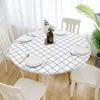 Table Cloth Round Waterproof Non-slip Elastic Tablecloth Classic Pattern Cover Home Kitchen Dining Room Decoration