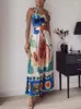 Рабочие платья Женщина Симпатичная печатная камизольная костюм 2023 Летние девочки с высокой талией с плиссированной юбкой костюми