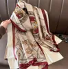 Fashion Scarf Silk Scarves Spring Luxury Chiffon Stripe Flower Print Beach Towel Scarf For Designer Women Girl Sunscreen Thin Gauze Scarf Long Scarves Wrap 180*90CM