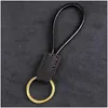 Sleutelhangers Lanyards handgemaakte lederen sleutelhanger sleutelhouder echte Cowe touw sleutelhanger tas charme hanger accessoires auto Llaveros Giftkeycha Dhs0R