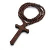 Colares de pingente Cruz de madeira Homens Christian Relius Wood Crucifix Charme Rosário Beads Correntes para Mulheres Hip Hop Jóias Presente Drop Delive Dhpog