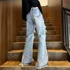 Parlama yırtık kot erkekler yıkanmış s-3xl vintage y2k giysiler unisex denim pantolonlar Amerikan sokak kıyafeti serin hipster vaqueros gençler hkd230829