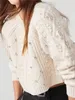 Women's Sweaters 2023 Autumn Winter Two Sided Wear Women Embellished Ribbed Sweater Lady SingleBreasted Knit Cardigan Jacket 230831