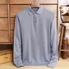 Herrtröjor Spring och Autumn Leisure Lapel Wool Tshirt LongSleeved Polo Shirt Solid Color Sticked Bottoming 230830