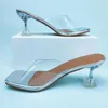 Pantofole Scarpe trasparenti con tacco alto per donna Sandali in cristallo con punta aperta estiva sottile stile 2023