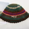Baretten handgemaakte gebreide streep emmer hoed voor vrouw weven patroon brede rand volwassen tieners winter visser cap