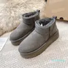2023-5cm Platform Height Women Classic Mini Platform Boot Matte Fur Snow Boots Slippers Suede Wool Winter Ankle Sherpa Sweater Letter