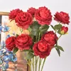 Kwiaty dekoracyjne róża sztuczna 3 głowy pionia fałszywy kwiat DIY ślub bukiet domowy stół ogrodowy wazon dekoracja akcesoria hurtowe