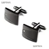 カフリンクLepton Classic Business Square Black Brush Mens Cufflinks Tie Clips Set High Quality Necktie Pin Bars Clip Clasp Drop Ship Dh7up