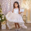 Girl Dresses Summer Ivory Flower Dress A-Line Hi-Lo Cute Girls Princess Wedding Party Lace Applique First Communion Gown