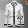 Mens Disual Shirt Designer هندسة بلود الأزياء بوربريس طويلة الأكمام البولو قميص صف واحد الزر كلاسيكي الأعمال الكلاسيكية جودة القطن بورت القمصان غير الرسمية#002