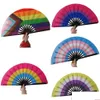 Party Favor ups Rainbow Faning Fani LGBT Colorf Hand Held Fan for Women Men Duma Dekoracja Festiwal Muzyka Eventival Dance Rave Suppl Dhsik