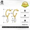 Hoop Huggie ORSA JEWELS 14K Gold Over Genuine Sterling Silver Hammered Dangle Earrings with Real Natural Irregular Freshwater Pearls GPE16 230831