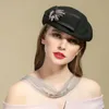 Beret Chic Fascinator Hat Cocktail Pillbox Cap Fashion Diamond Lady Party 100 Wool Felt Fedora Cloche 54 58cm 230831