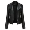 Femmes en cuir Faux Punk Rivet veste printemps automne rétro col rabattu mince décontracté dames doux Moto Biker vêtements d'extérieur 230831