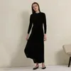 Casual Dresses AP Velvet Maxi Women Dress Blazer Top 2024 Autumn Lady Clothes Sleeveless #2003