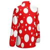 Kvinnors blusar röd vit polka dot blus kvinnor kusama yayoi inspirerade casual lös långärmad kontorsarbete skjorta grafisk topp stor storlek