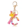 Porte-clés Longes Charms 26 Lettre Porte-clés Papillon Résine Acrylique Cuir Glands Porte-clés Pour Femmes Fille Ami Cadeau Bijoux DIY Accessoires 230831