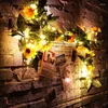 Dekorativa blommor 20led konstgjorda solros krans med ljus falska vinrankor inomhus hem trädgård fest bröllop bord dekor växt murgröna