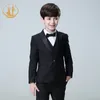 Costumes Nimble Printemps Automne Garçons Formels pour Les Mariages Enfants Fête Hôte Costume Noir Blazer Gilet Pantalon En Gros Vêtements 230830