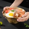 Schüsseln 1 PC Korean verdicken Salat Ramen Nudeln Schüssel Doppelschichten Geschirr Suppe Obst langlebige Küchenutensilien Edelstahl